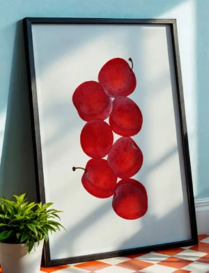 Red Plum Botanical Watercolor