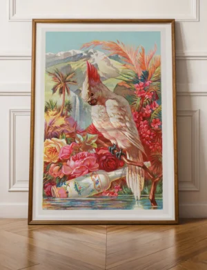 Pink-Crested Cockatoo & Roses