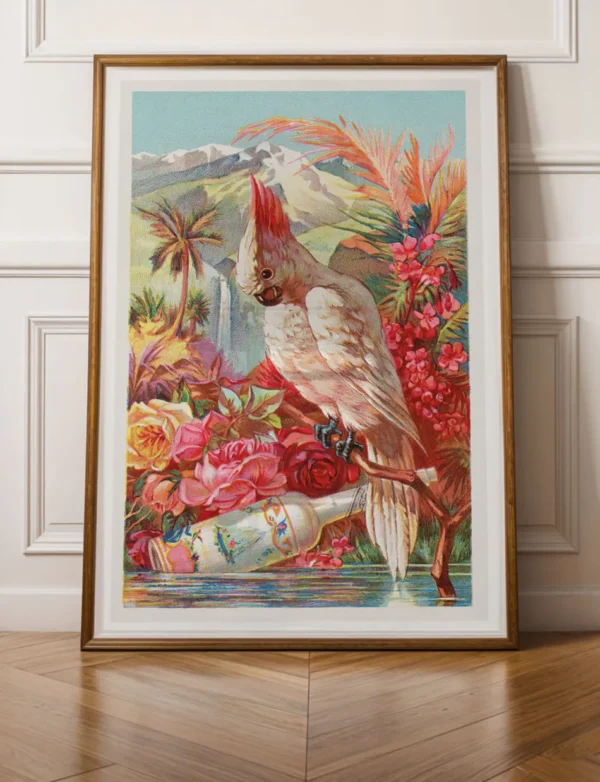 Pink-Crested Cockatoo & Roses
