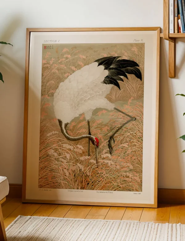 Japanese Crane in Autumn Reeds